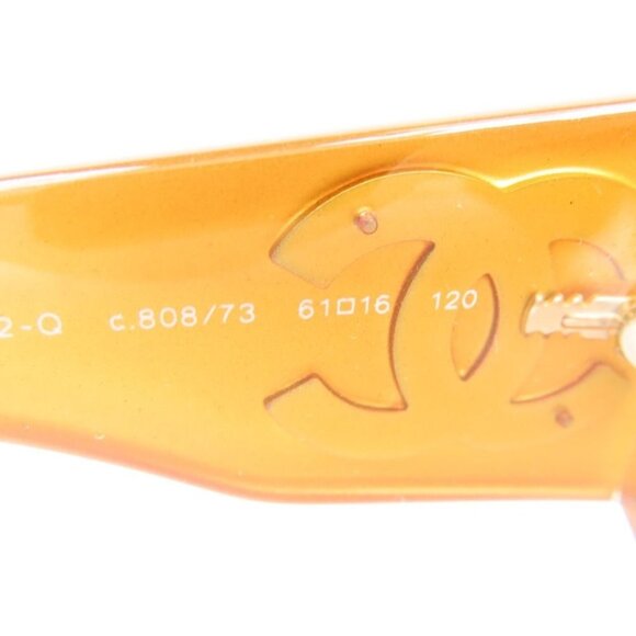 RARE CHANEL CC Vintage Logo Mother of Pearl Sunglasses 6022-Q Brown Amber - Picture 7 of 10